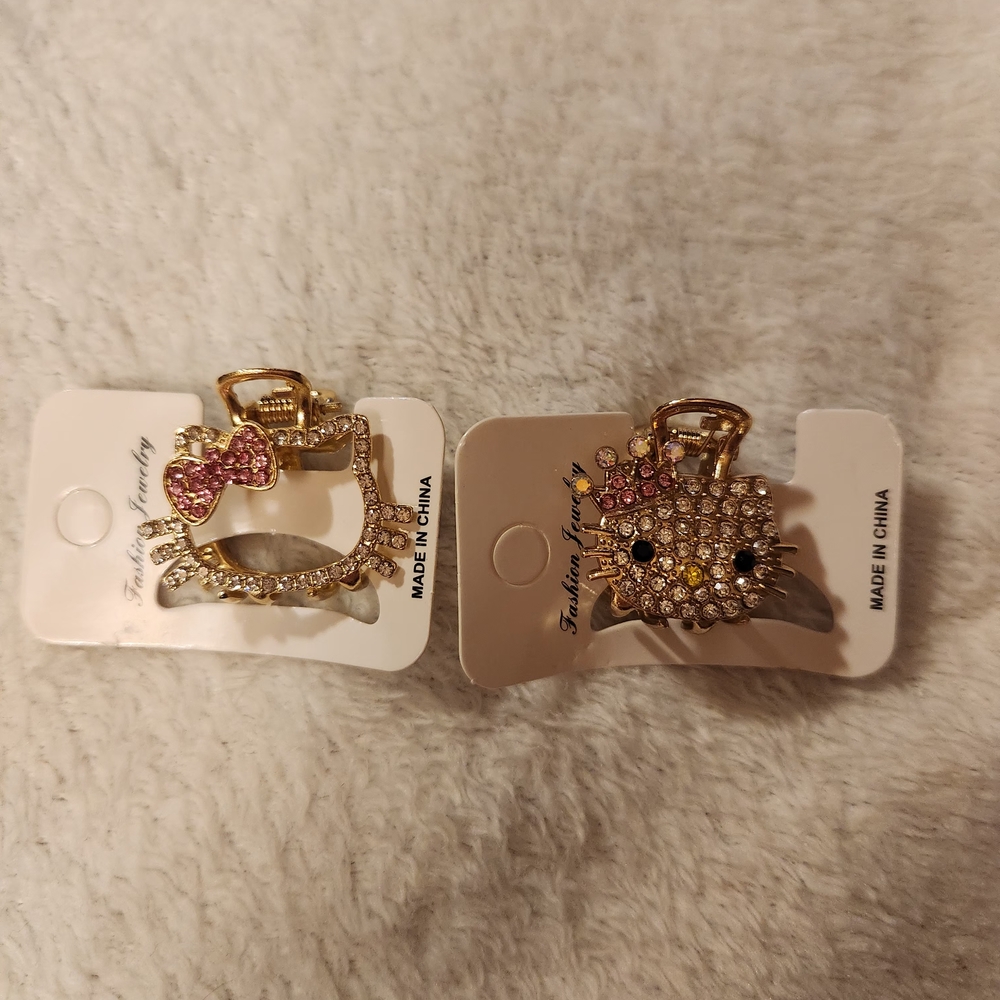 Bling Kitty Hair Clip Set